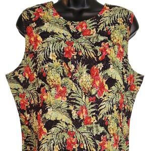 UBU‎ Floral Top Sleeveless Crinkle Tropical Print Size XL